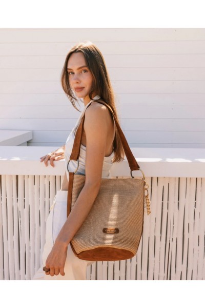 BUCKETBAG (natural raffia/suede genuine leather) BUCKETBAG (natural raffia/suede genuine leather)