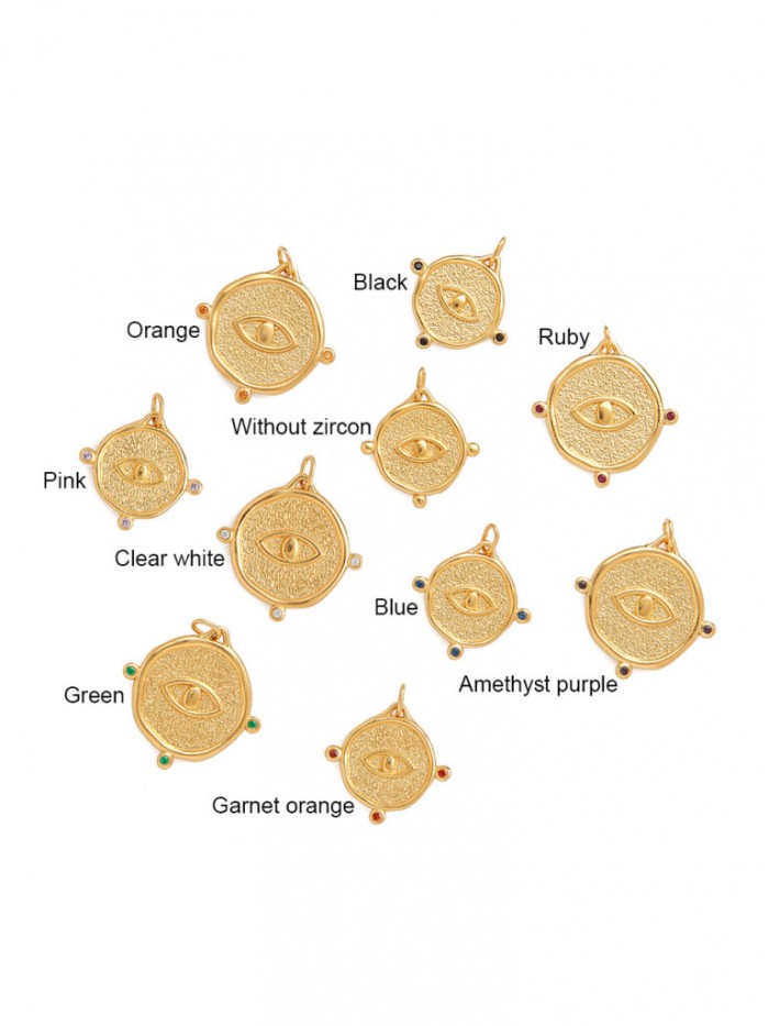 Big Eye Talisman Thin Chain Necklace with zircon stones